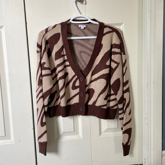 Garage cardigan in a brown and tan pattern, size large. - Picture 1 of 1